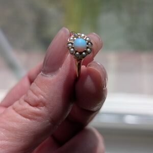 Antique Victorian Opal & Pearl 10k Ring